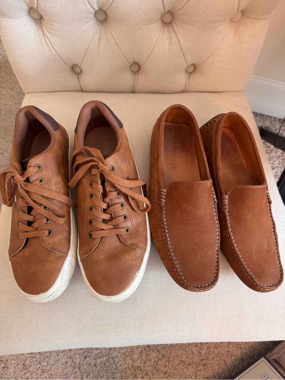 Nautica Men's Brown Leather Sneakers and Slip-On Loafers